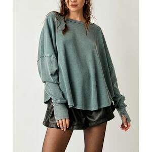 NWOT We the Free / Free People Microphone Drop Thermal Top Silver Pine Size XS